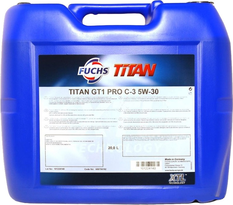Масло моторное синтетическое - FUCHS TITAN GT1 PRO C-3 5W30 20л
